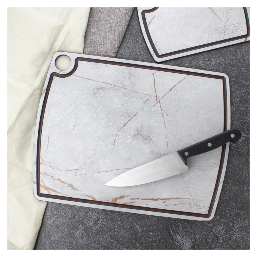 Доска разделочная с желобом ComposeEat Fashion 36х28 см, композит, мраморный Грейс