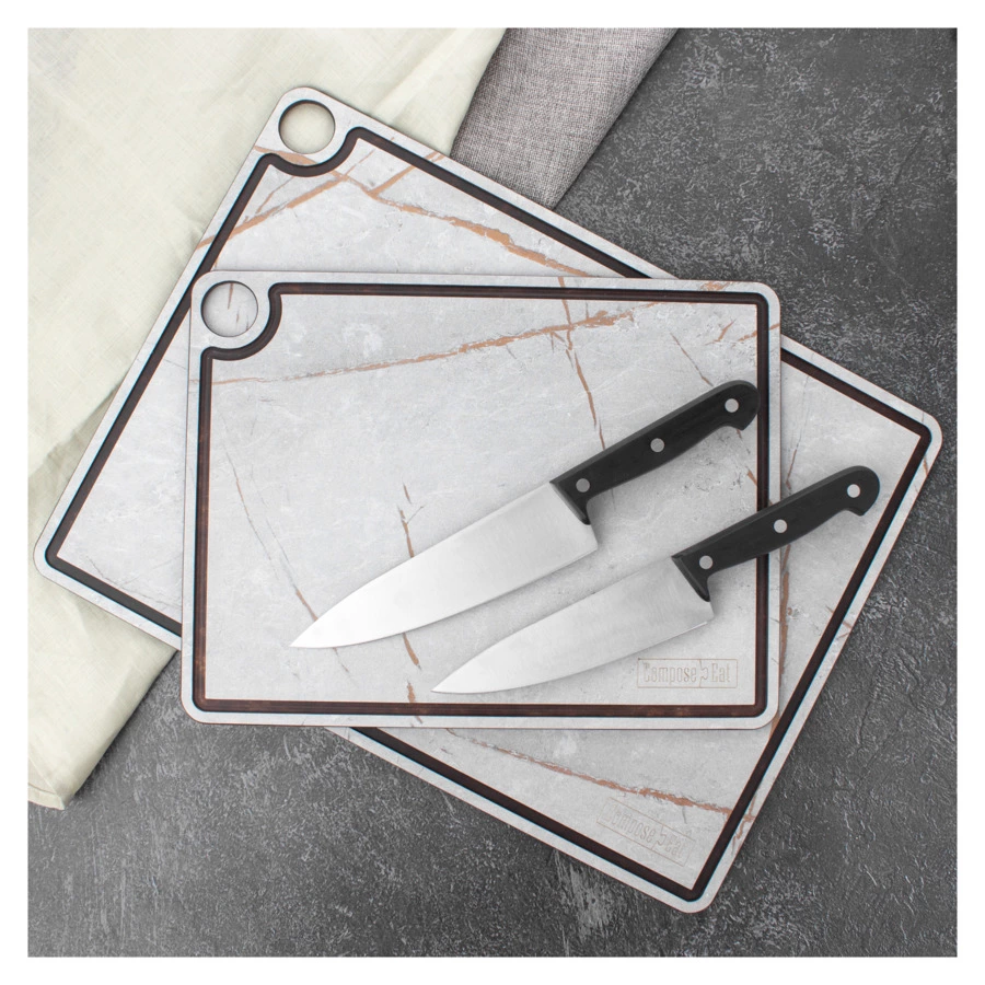 Доска разделочная с желобом ComposeEat ProFashion  42х31 см, композит, мраморный Грейс