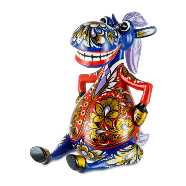 Статуэтка Золотая Хохлома Конь 18,5 см, дерево