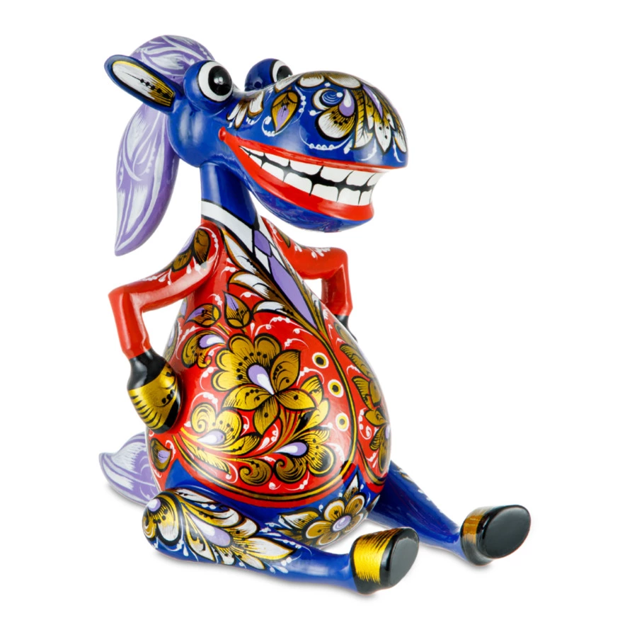 Статуэтка Золотая Хохлома Конь 18,5 см, дерево