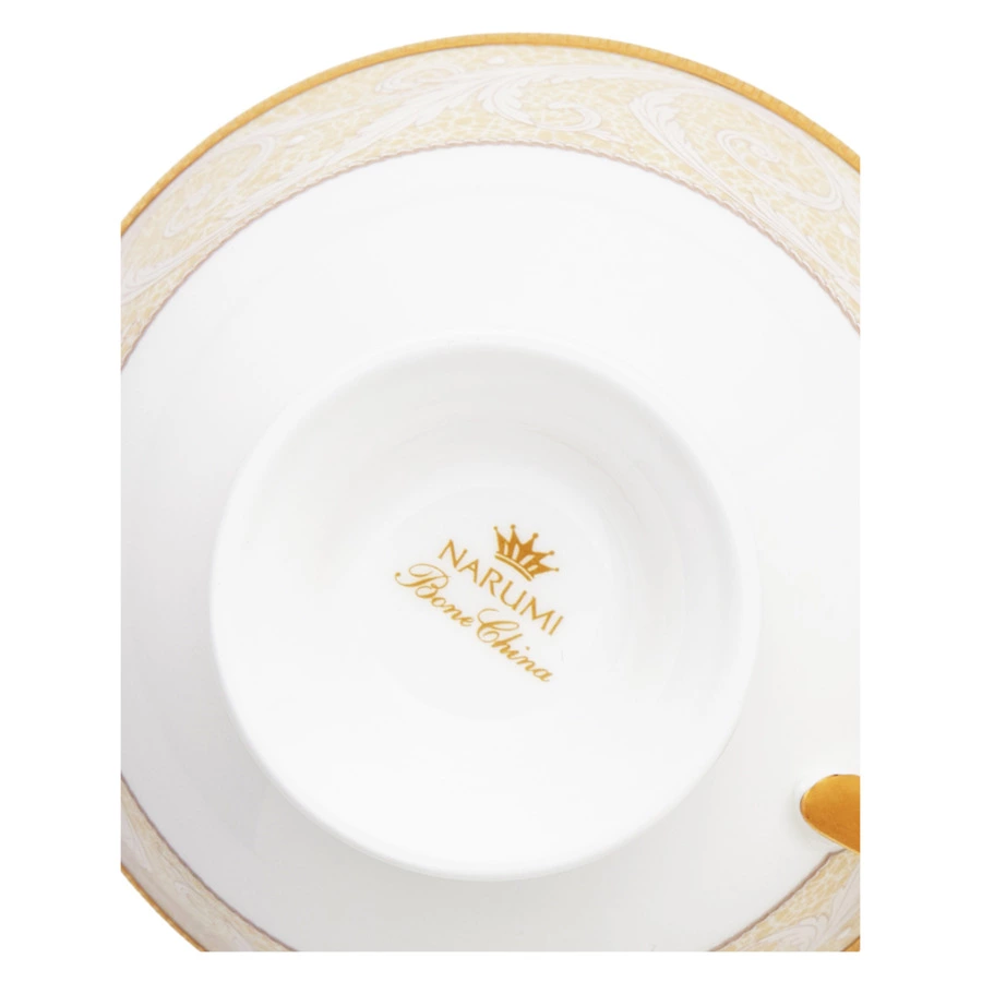 Чашка чайная с блюдцем Narumi Золотой ноктюрн 230 мл, фарфор костяной