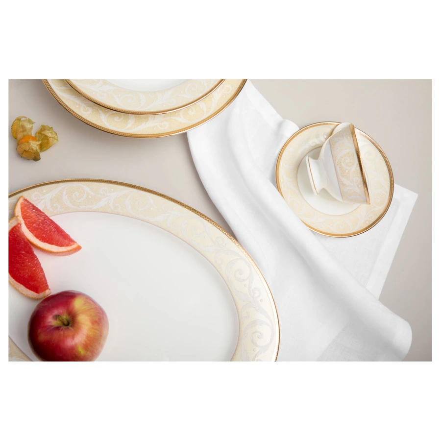 Чашка чайная с блюдцем Narumi Золотой ноктюрн 230 мл, фарфор костяной