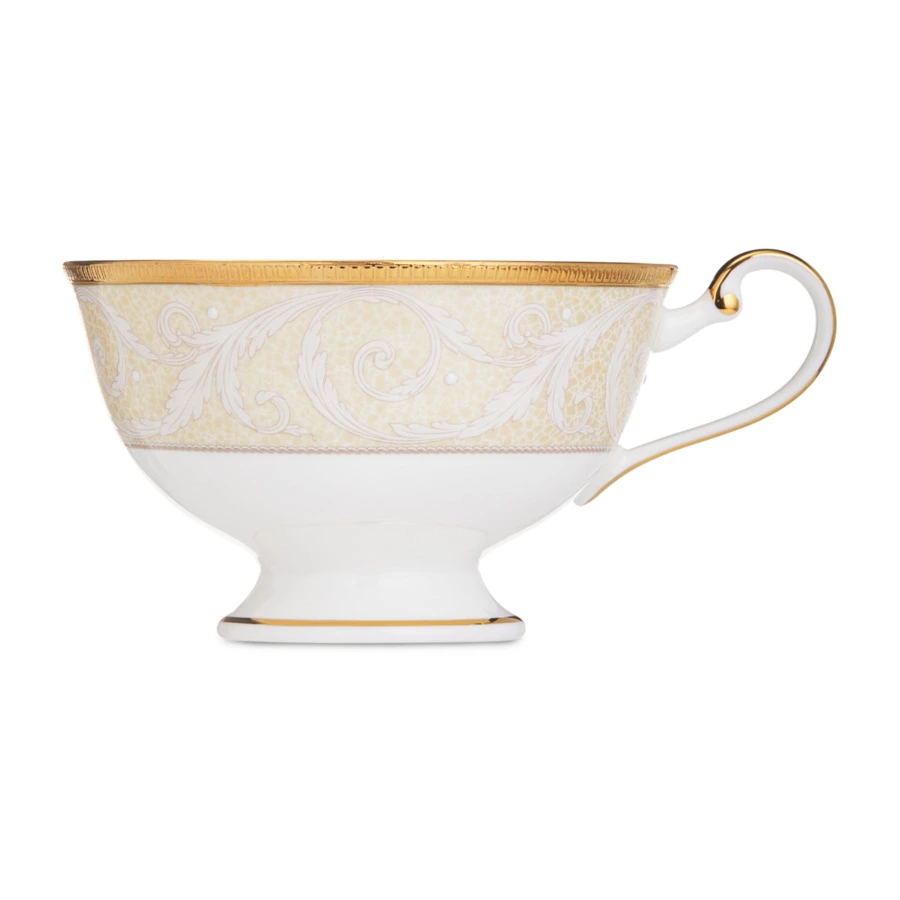 Чашка чайная с блюдцем Narumi Золотой ноктюрн 230 мл, фарфор костяной