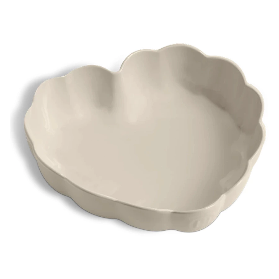 Форма для выпечки с волнистыми бортами Emile Henry Мадлен Сердце 2л, 26,5х24,5х6,5 см, крем, керамик
