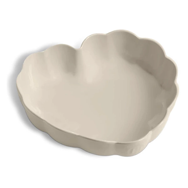 Форма для выпечки с волнистыми бортами Emile Henry Мадлен Сердце 2л, 26,5х24,5х6,5 см, крем, керамик