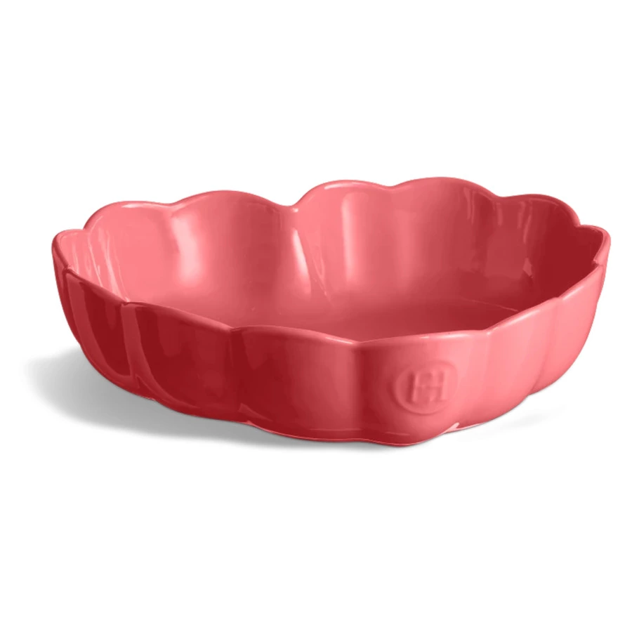 Форма для выпечки с волнистыми бортами Emile Henry Мадлен Сердце 2л, 26,5х24,5х6,5 см, розовая, кера