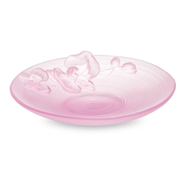 Блюдо Decor de Table Pate de Verre Cristal Орхидея 18 см, хрустальное тесто, розовое, п/к