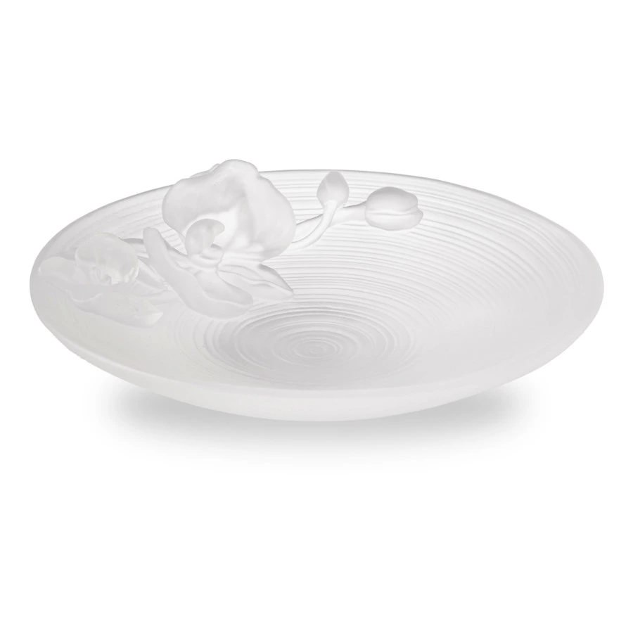 Блюдо Decor de Table Pate de Verre Cristal Орхидея 18 см, хрустальное тесто, белое, п/к