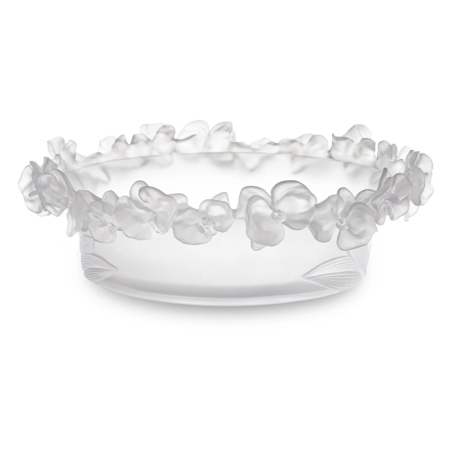 Конфетница с крышкой Decor de Table Pate de Verre Cristal Орхидея 28 см, хрусталь, белая, п/к