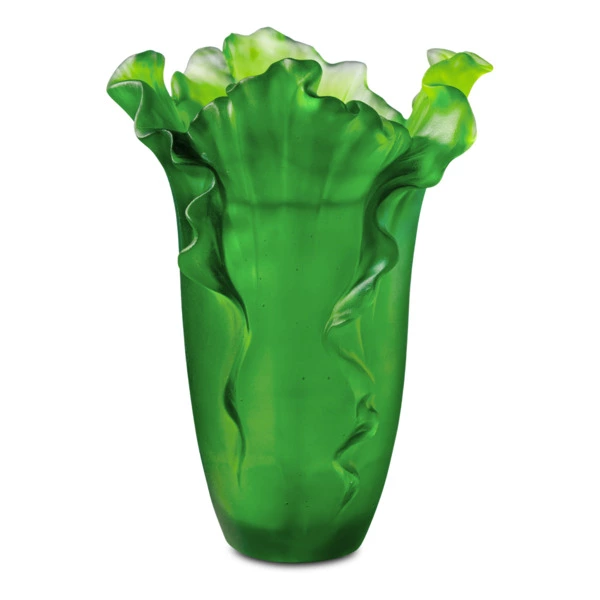 Ваза настольная Decor de Table Pate de Verre Cristal Мак 20 см, хрустальное тесто, темно-зеленая