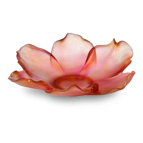 Чаша декоративная Decor de Table Pate de Verre Cristal Мак 18 см, красно-янтарная, п/к