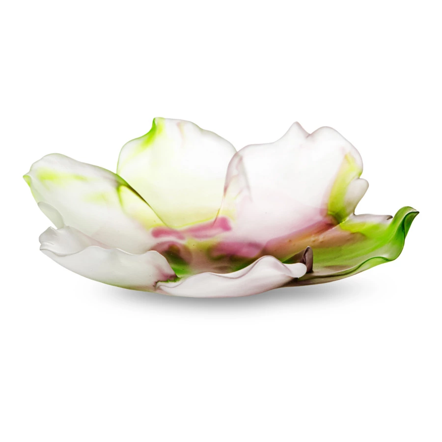 Чаша декоративная Decor de Table Pate de Verre Cristal Мак 18 см, фиолетово-зеленая, п/к