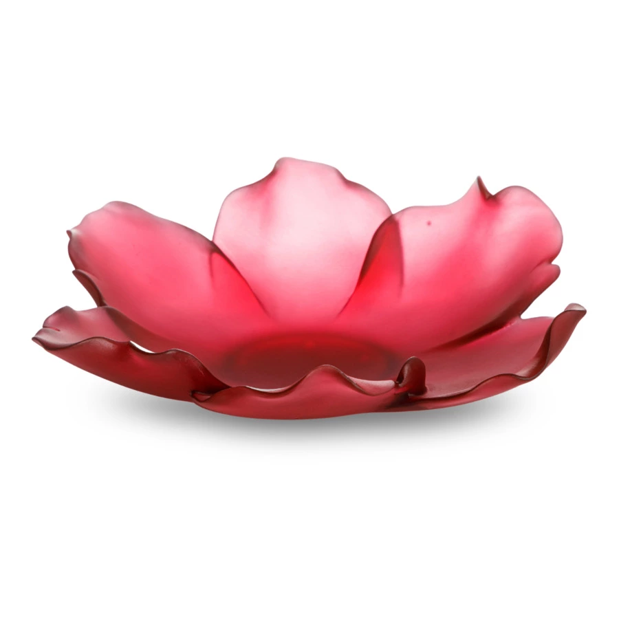 Чаша декоративная Decor de Table Pate de Verre Cristal Мак 18 см, красная, п/к