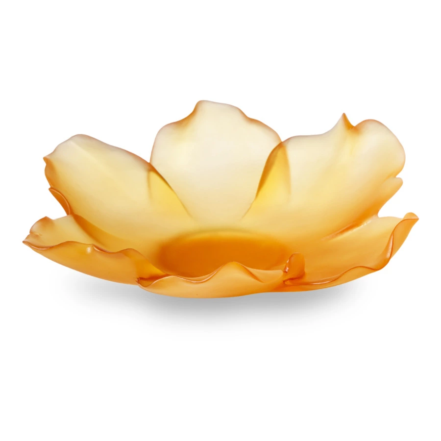 Чаша декоративная Decor de Table Pate de Verre Cristal Мак 18 см, желтая, п/к