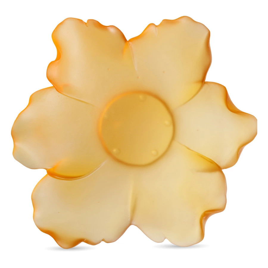 Чаша декоративная Decor de Table Pate de Verre Cristal Мак 18 см, желтая, п/к