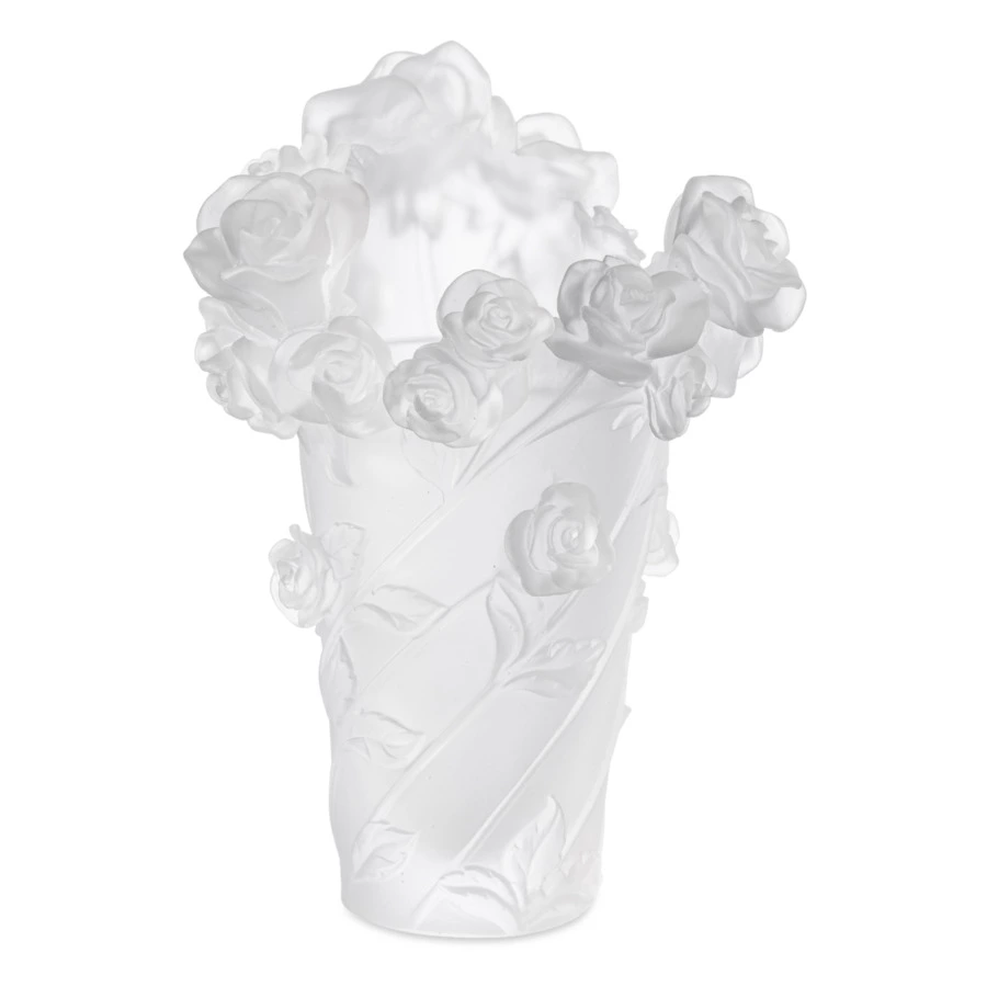 Ваза настольная Decor de Table Pate de Verre Cristal Роза 20 см, хрустальное тесто, белая, п/к