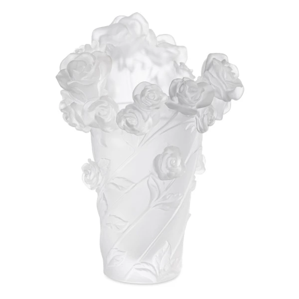 Ваза настольная Decor de Table Pate de Verre Cristal Роза 20 см, хрустальное тесто, белая, п/к