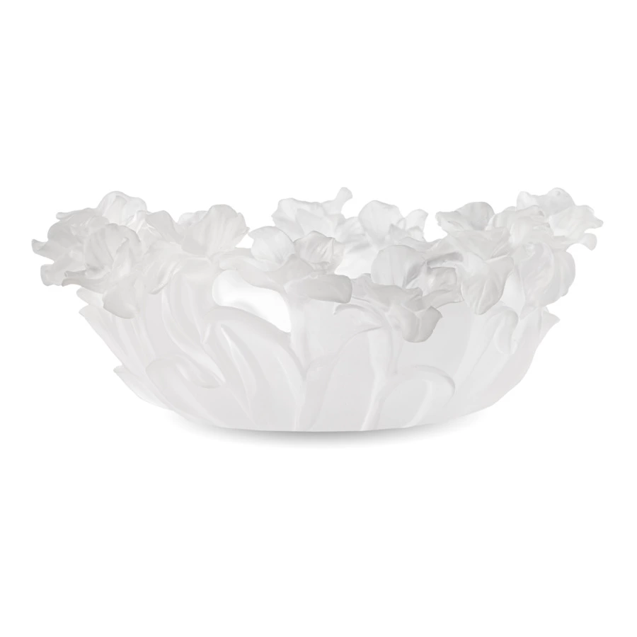 Чаша декоративная Decor de Table Pate de Verre Cristal Фиалка 30 см, хрустальное тесто, белая, п/к