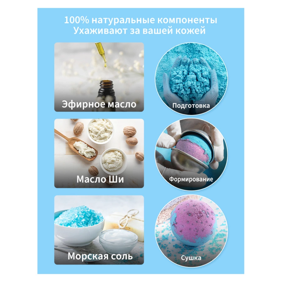 Премиальные бомбочки для ванны EPEIOS Bath bombs, 9 шт, разноцветные