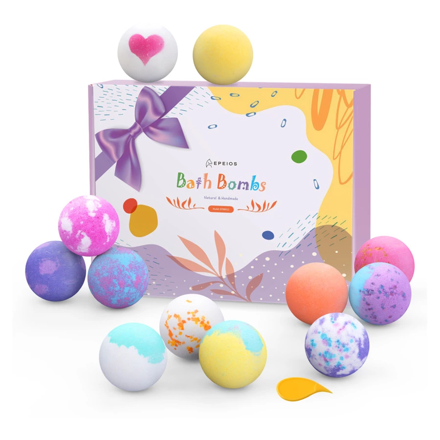 Премиальные бомбочки для ванны EPEIOS Bath bombs, 12 шт, разноцветные