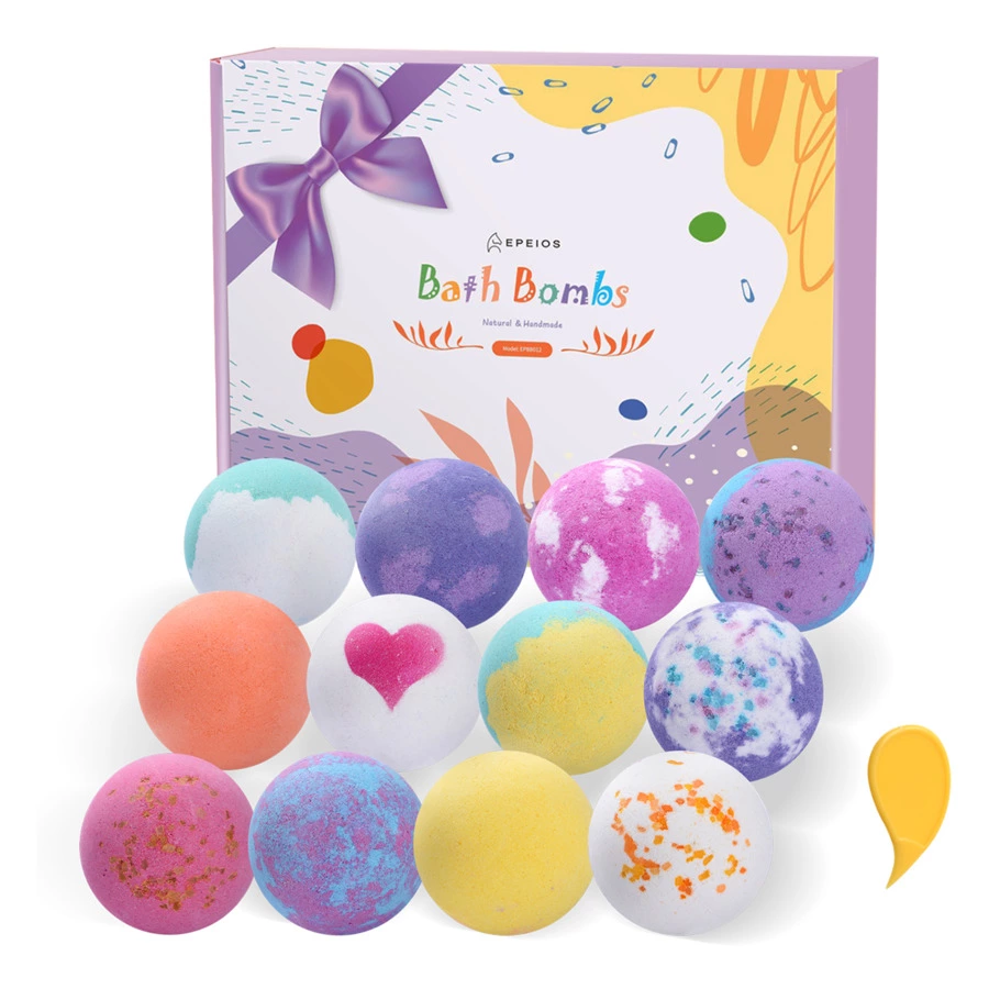 Премиальные бомбочки для ванны EPEIOS Bath bombs, 12 шт, разноцветные