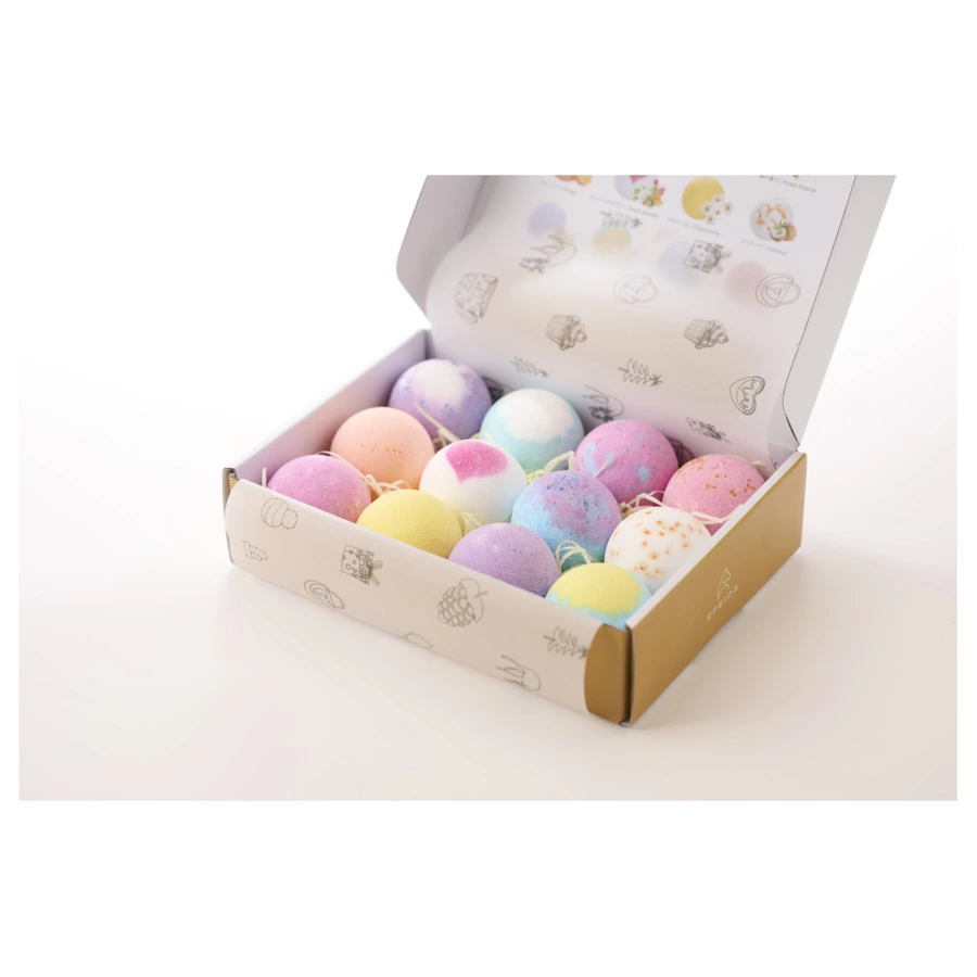 Премиальные бомбочки для ванны EPEIOS Bath bombs, 12 шт, разноцветные