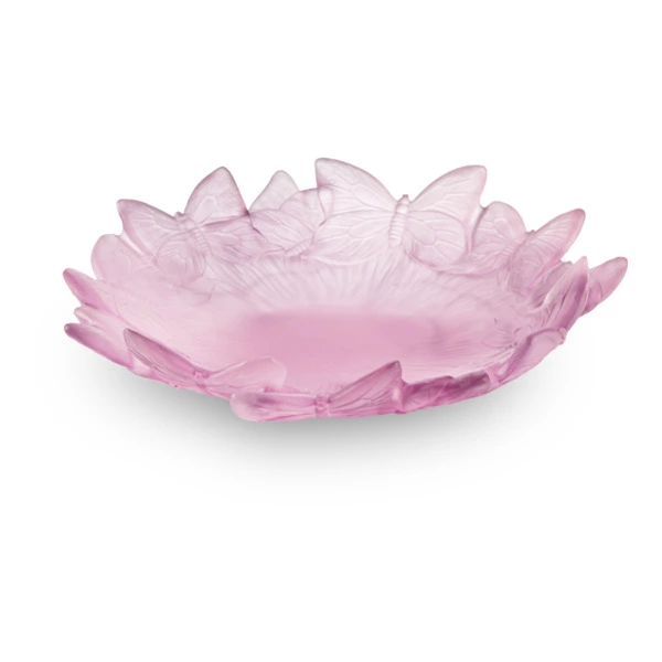 Чаша декоративная Decor de Table P?te de Verre Crista Бабочки 20 см, хрустальное тесто, розовая, п/к
