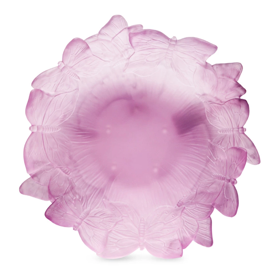 Чаша декоративная Decor de Table P?te de Verre Crista Бабочки 20 см, хрустальное тесто, розовая, п/к