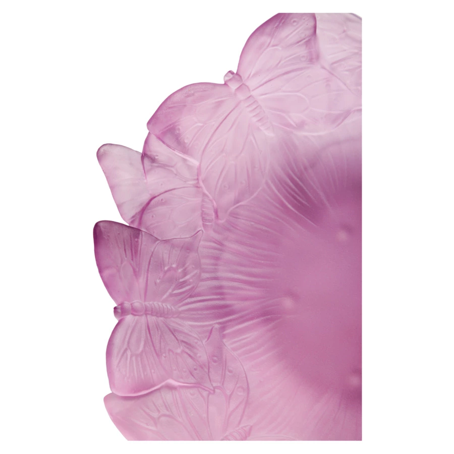 Чаша декоративная Decor de Table P?te de Verre Crista Бабочки 20 см, хрустальное тесто, розовая, п/к