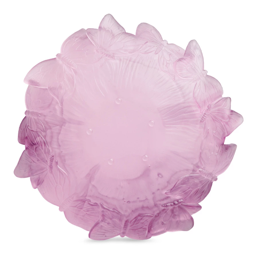 Чаша декоративная Decor de Table P?te de Verre Crista Бабочки 20 см, хрустальное тесто, розовая, п/к