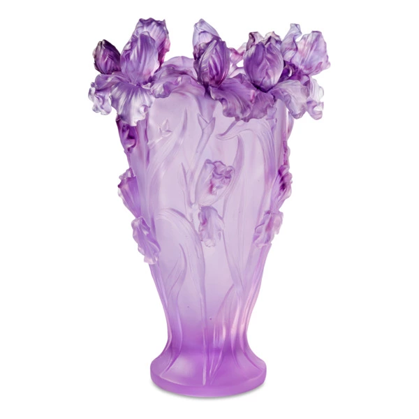 Ваза Decor de Table Pate de Verre Cristal Ирисы 22 см, хрустальное тесто, фиолетовая, п/к
