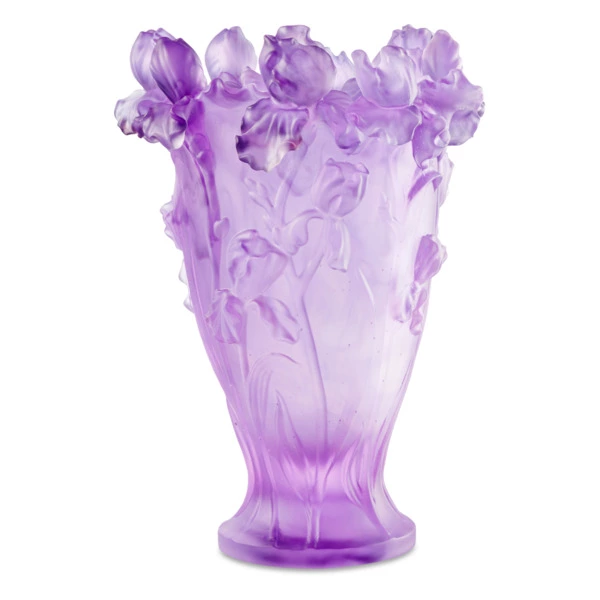 Ваза Decor de Table Pate de Verre Cristal Ирисы 32 см, хрустальное тесто, фиолетовая, п/к
