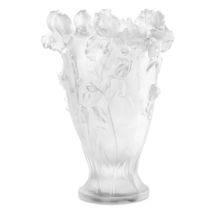 Ваза Decor de Table Pate de Verre Cristal Ирисы 32 см, хрустальное тесто, белая, п/к