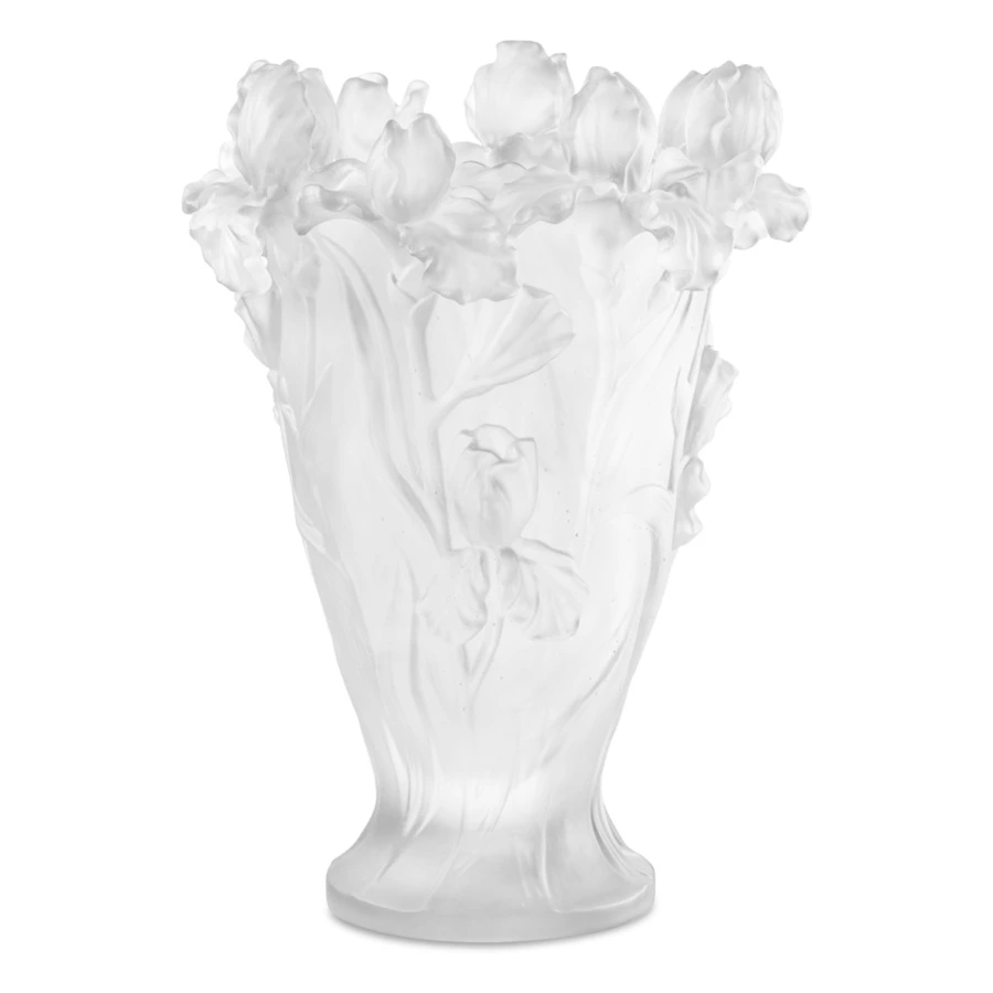 Ваза Decor de Table Pate de Verre Cristal Ирисы 32 см, хрустальное тесто, белая, п/к