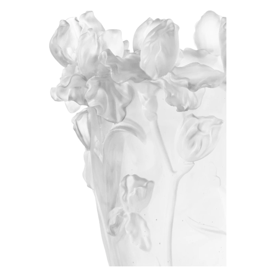 Ваза Decor de Table Pate de Verre Cristal Ирисы 32 см, хрустальное тесто, белая, п/к