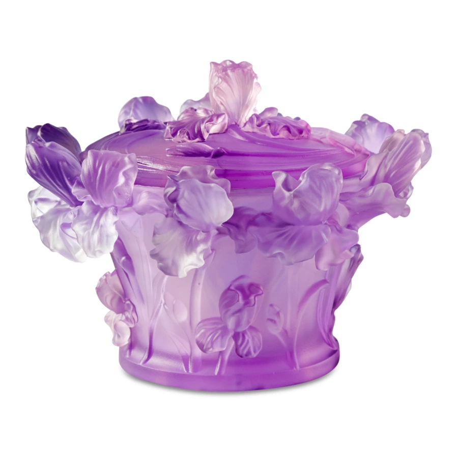 Конфетница Decor de Table Pate de Verre Cristal Ирисы 17 см, хрустальное тесто, фиолетовая, п/к