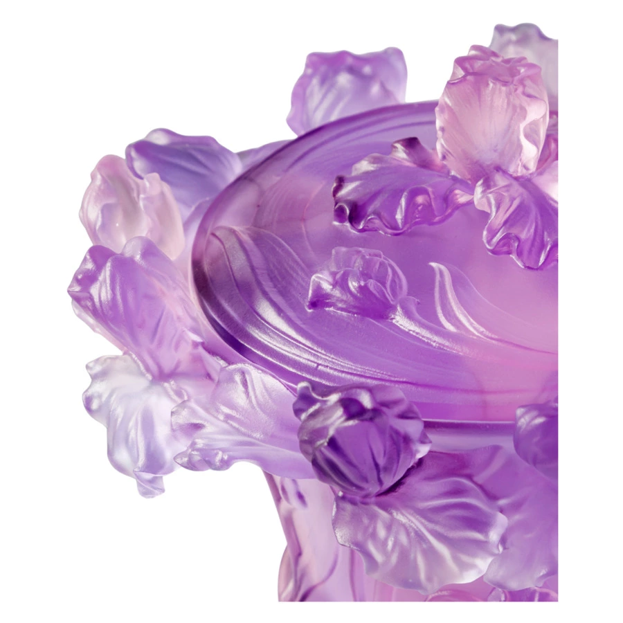 Конфетница Decor de Table Pate de Verre Cristal Ирисы 17 см, хрустальное тесто, фиолетовая, п/к