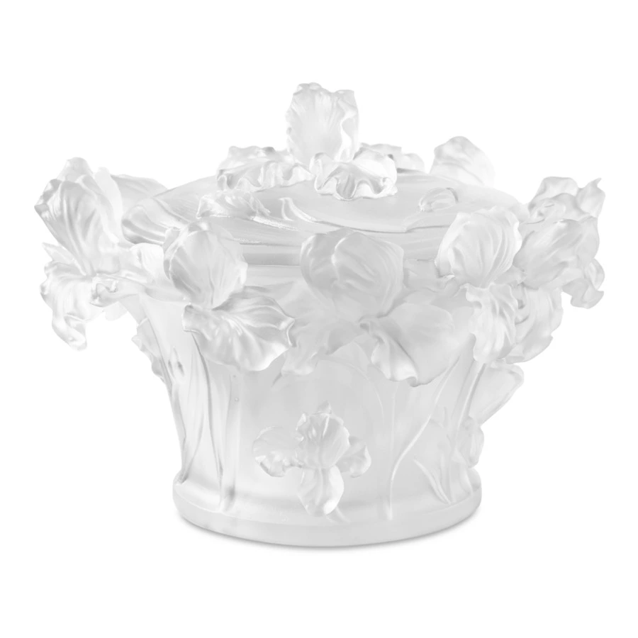 Конфетница Decor de Table Pate de Verre Cristal Ирисы 17 см, хрустальное тесто, белая, п/к