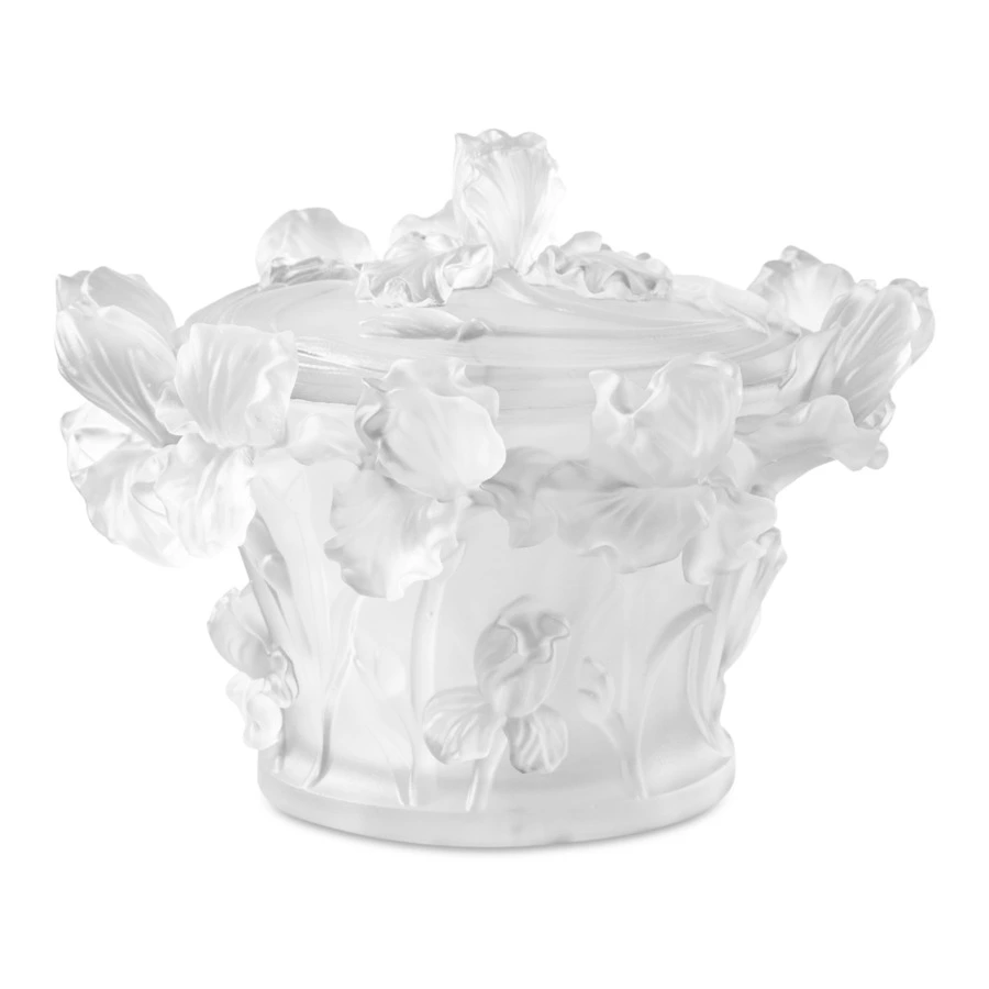 Конфетница Decor de Table Pate de Verre Cristal Ирисы 17 см, хрустальное тесто, белая, п/к