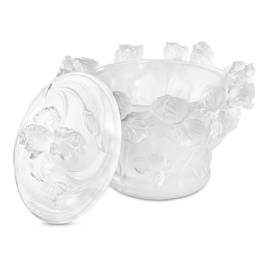 Конфетница Decor de Table Pate de Verre Cristal Ирисы 17 см, хрустальное тесто, белая, п/к