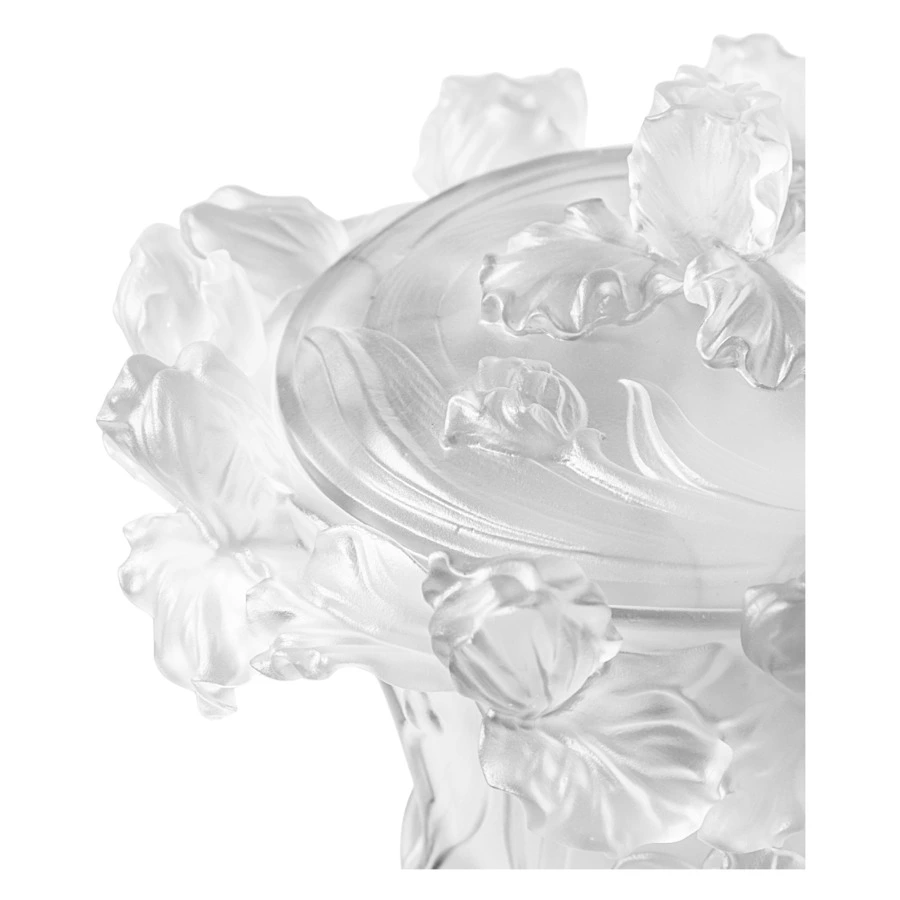 Конфетница Decor de Table Pate de Verre Cristal Ирисы 17 см, хрустальное тесто, белая, п/к