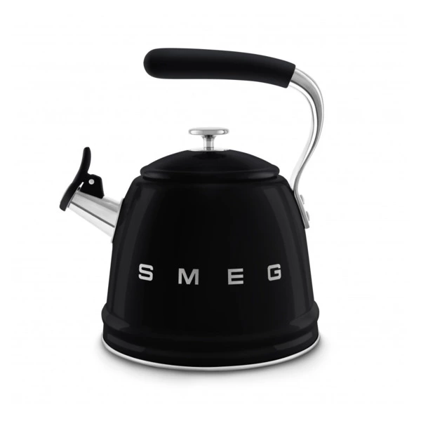 Чайник со свистком SMEG WKF01BL 2,3 л, черный, глянцевый
