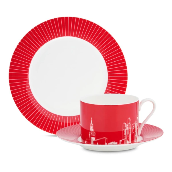 Набор подарочный Московское чаепитие 3 предмета, костяной фарфор