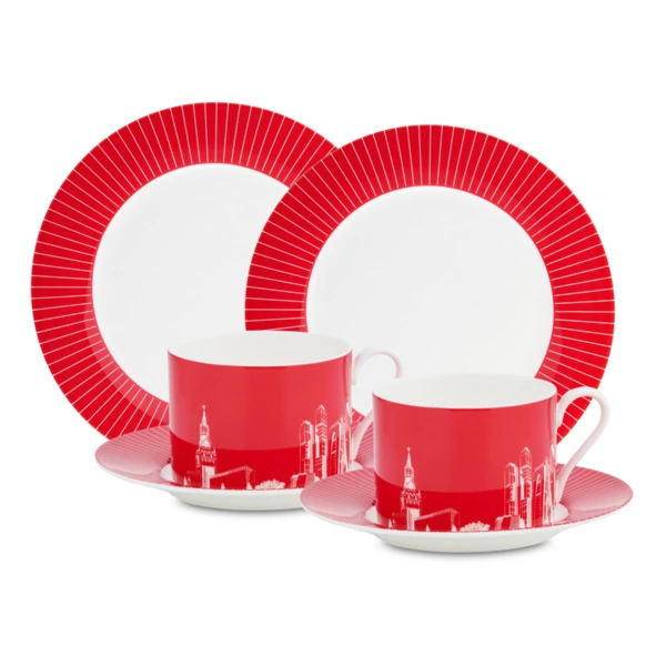 Набор подарочный Московское чаепитие на 2 персоны 6 предметов, костяной фарфор