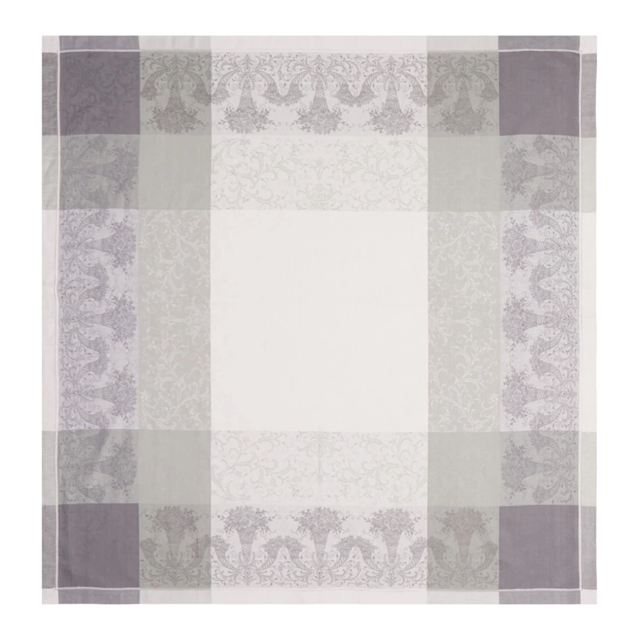 Скатерть квадратная Яковлевский Жаккард Волшебница 178х178 см, полулен, серо-черная