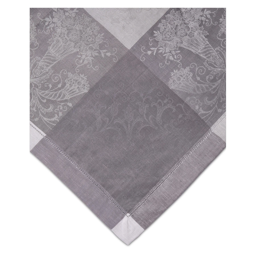 Скатерть квадратная Яковлевский Жаккард Волшебница 178х178 см, полулен, серо-черная
