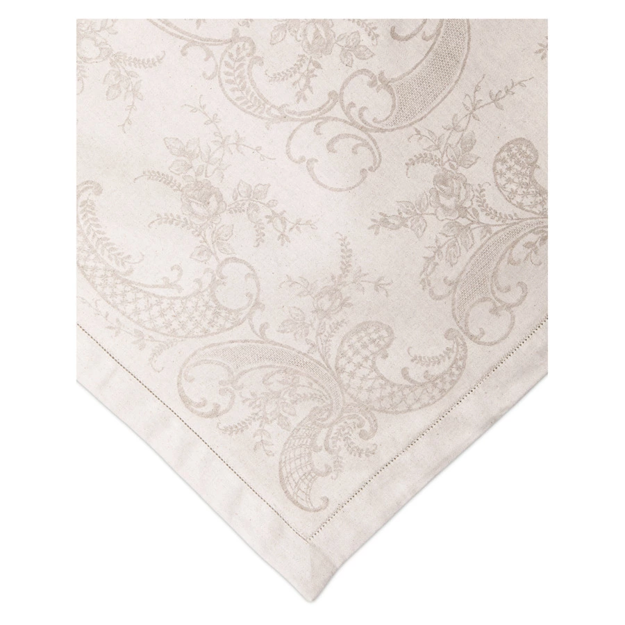 Скатерть прямоугольная Яковлевский Жаккард Кружева 170х310 см, полулен, бежевая