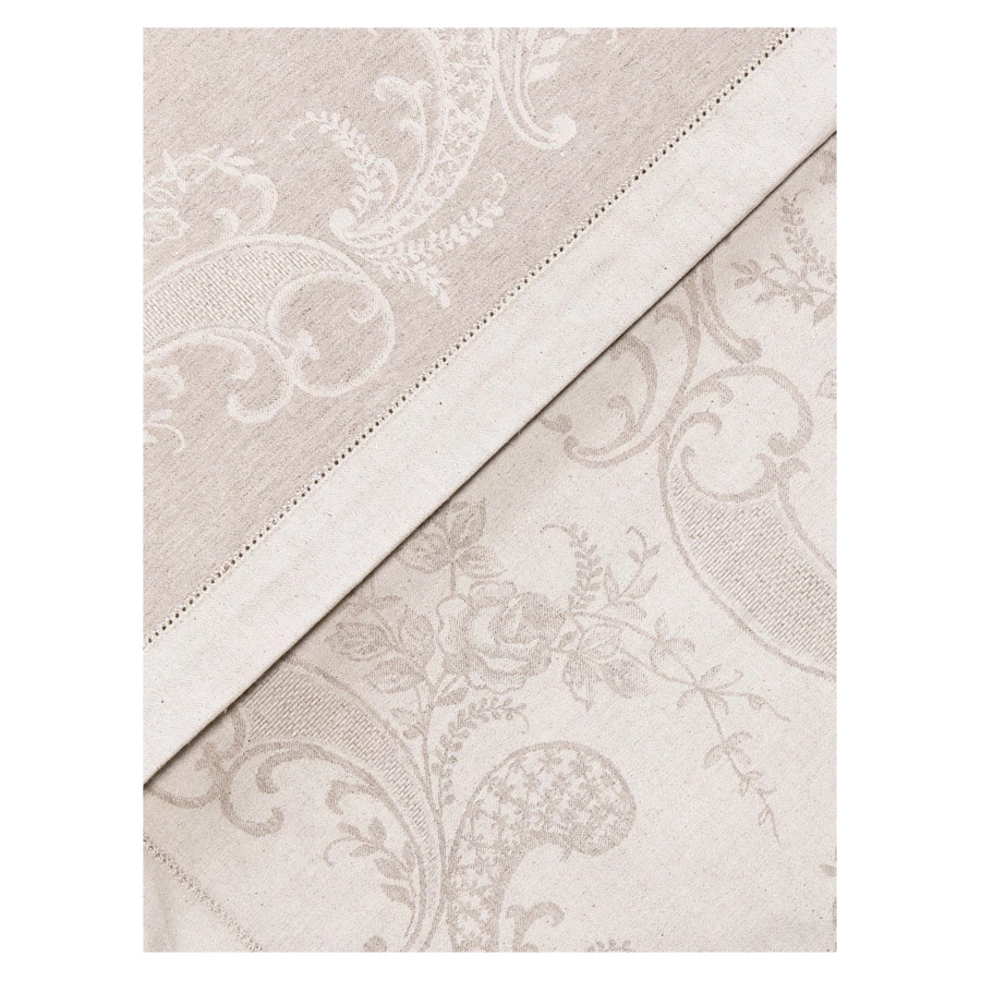 Скатерть прямоугольная Яковлевский Жаккард Кружева 170х310 см, полулен, бежевая