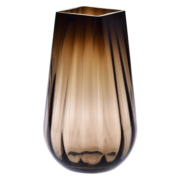 Ваза настольная Krosno 30 см, дымчато-коричневая, стекло