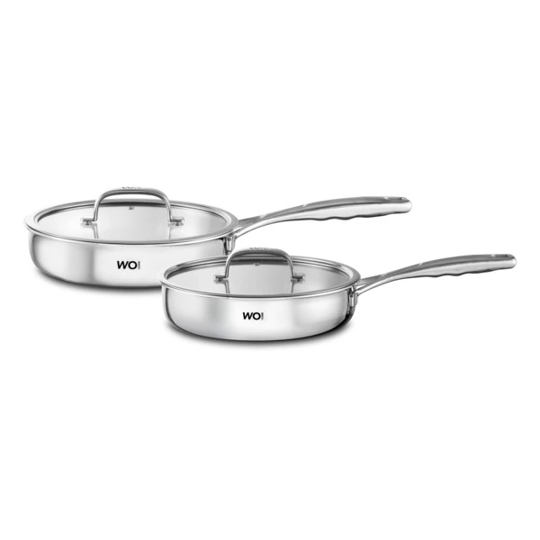 Набор сковородок со стеклянными крышками WO HOME Verona 24х5,5 см, 26х6 см, сталь нержавеющая